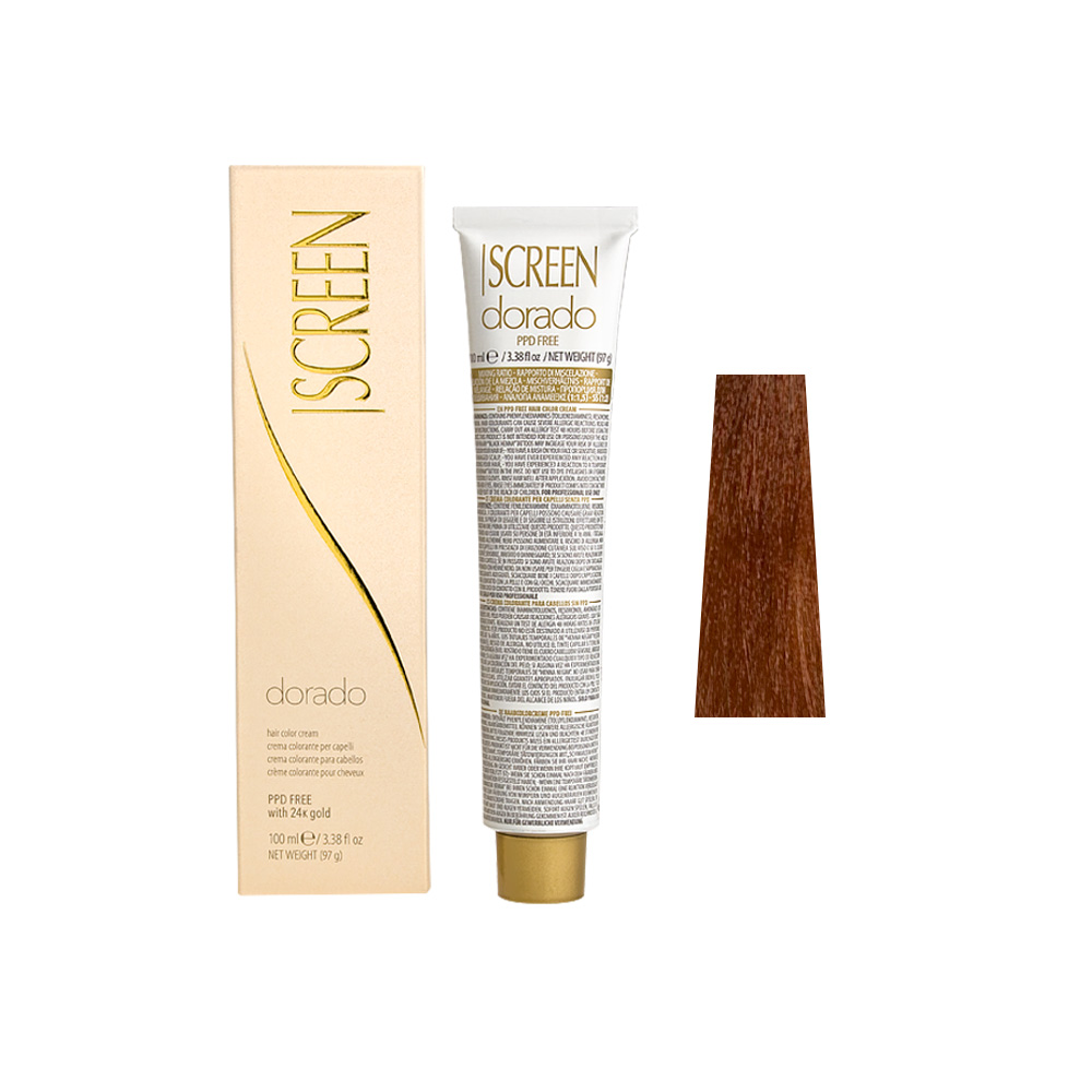 Крем-фарба для волосся перманентна з 24-каратним золотом SCREEN Dorado 6R (6.4) Copper Dark Вlonde, 100 ml - 1